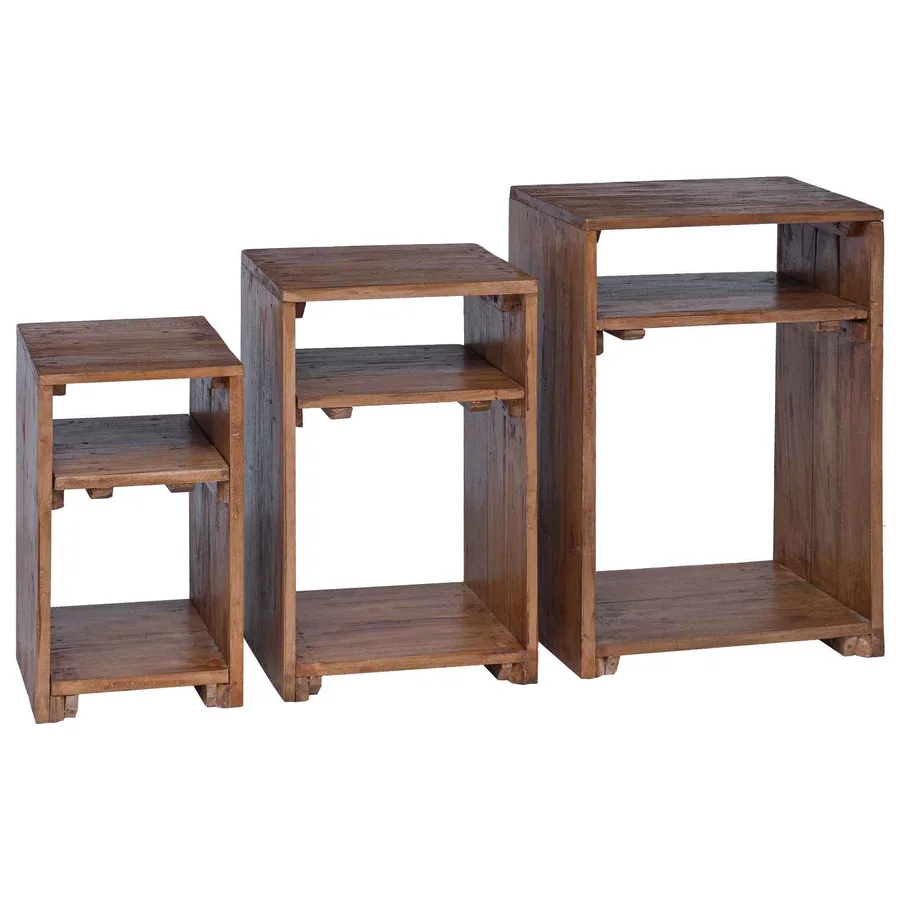Table d'Accent 3 pcs Marron Bois de Mahogany Massif - 2
