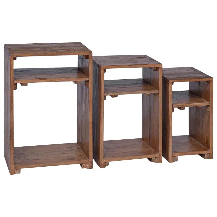 Table d'Accent 3 pcs Marron Bois de Mahogany Massif - 8