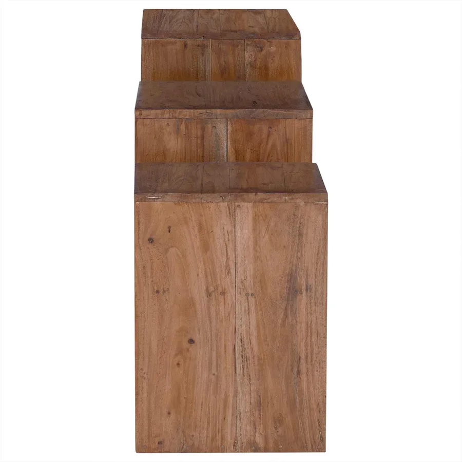 Table d'Accent 3 pcs Marron Bois de Mahogany Massif - 9