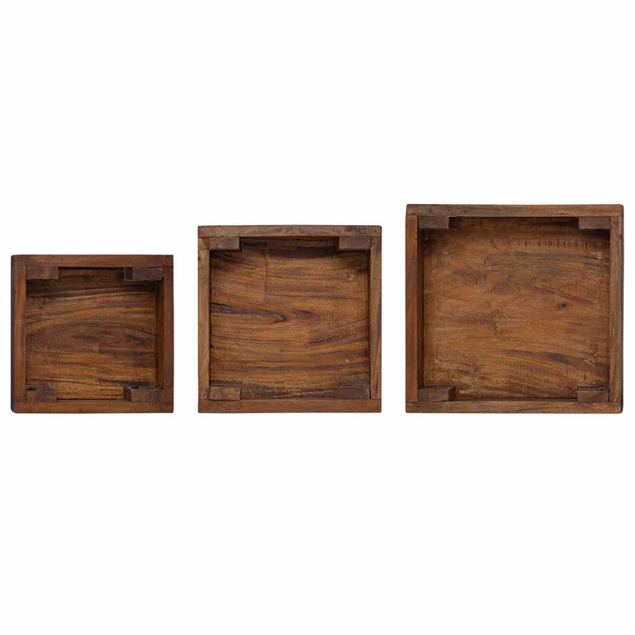Support de Plante 3 pcs Marron Bois d'Acajou - 10