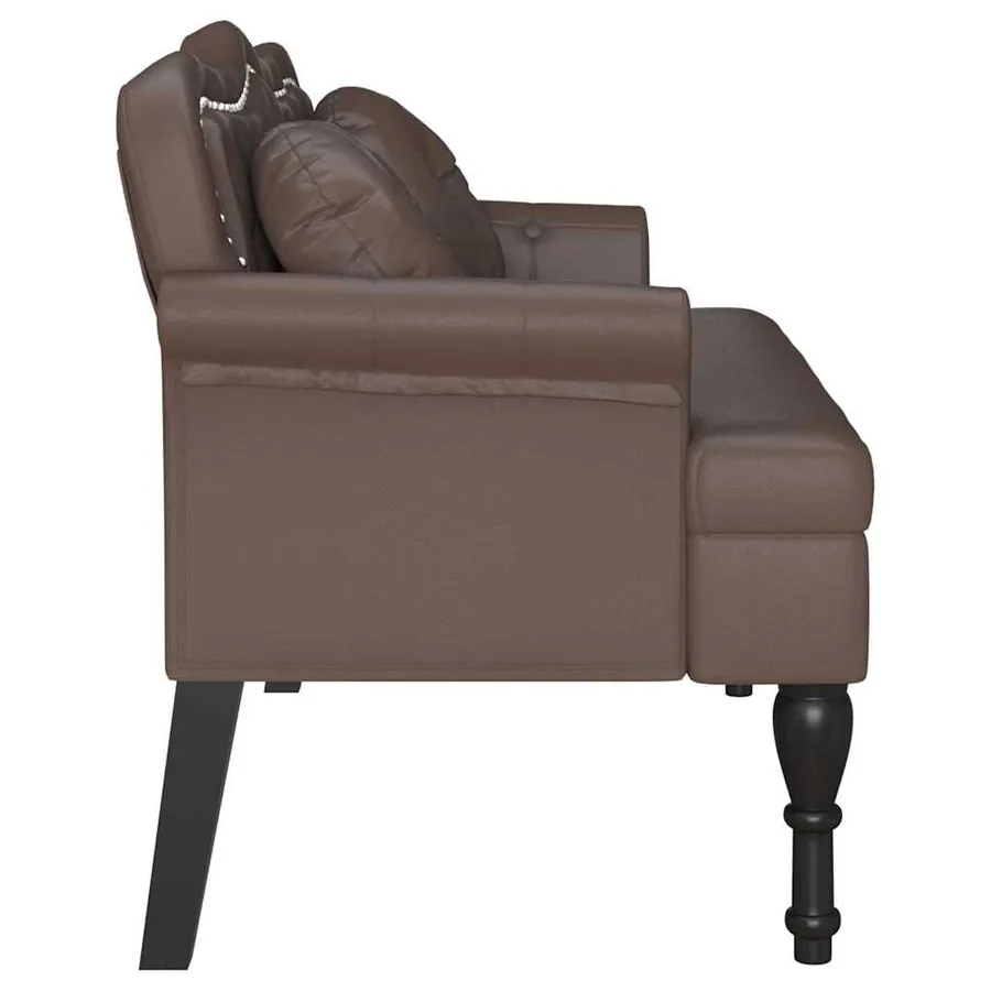 Banc Chesterfield Marron 120,5 x 65 x 75 cm Simili cuir - 5