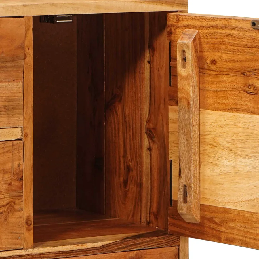Commode avec porte Naturel 55 x 30 x 90 cm Bois d'Acacia Massif - 10