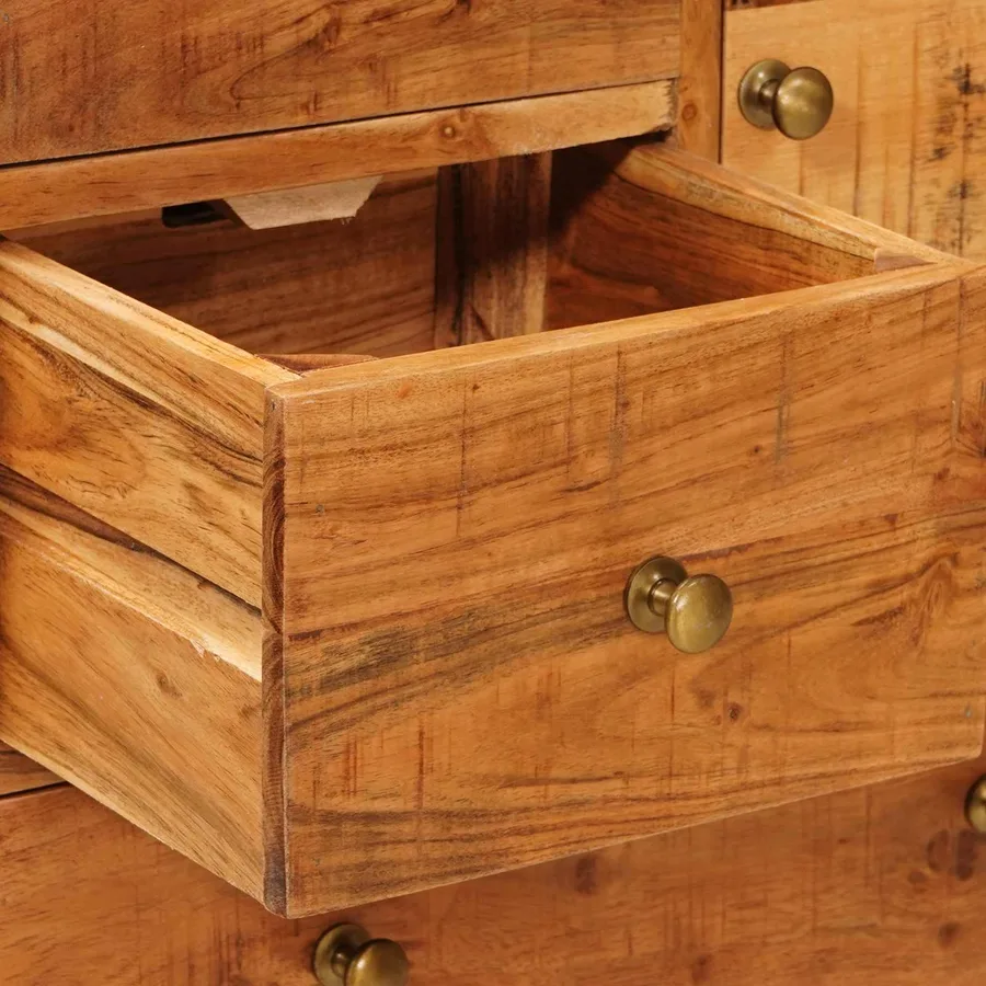 Commode avec porte Naturel 55 x 30 x 90 cm Bois d'Acacia Massif - 11
