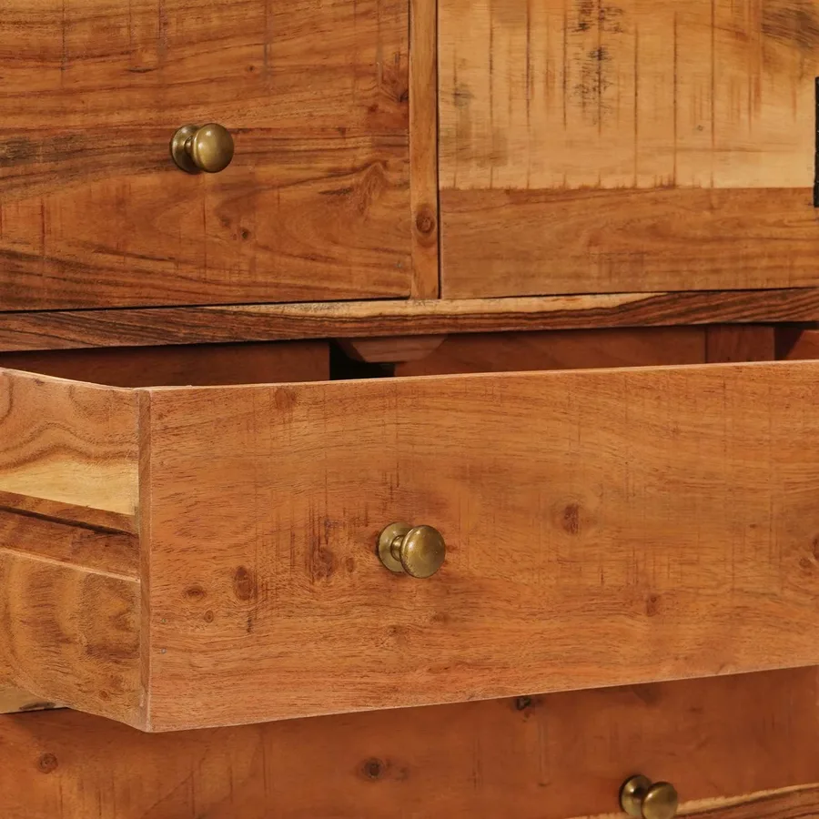 Commode avec porte Naturel 55 x 30 x 90 cm Bois d'Acacia Massif - 12