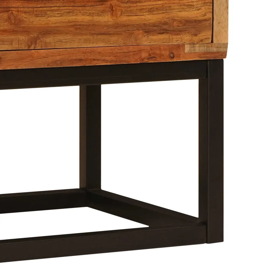 Commode avec porte Naturel 55 x 30 x 90 cm Bois d'Acacia Massif - 13