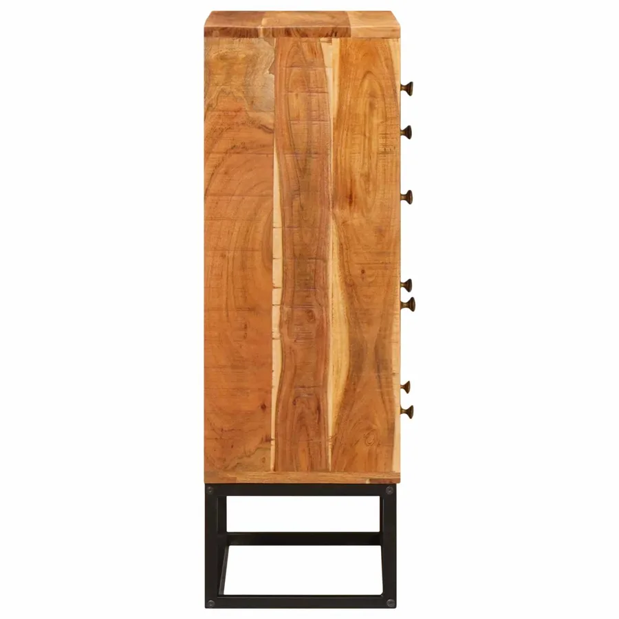 Commode avec porte Naturel 55 x 30 x 90 cm Bois d'Acacia Massif - 7