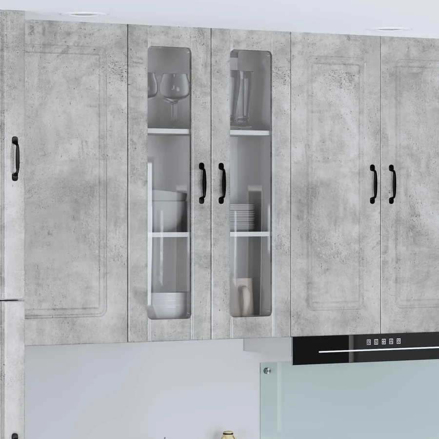 Cabinet en verre mural LUCCA Gris béton 60 x 31 x 100 cm