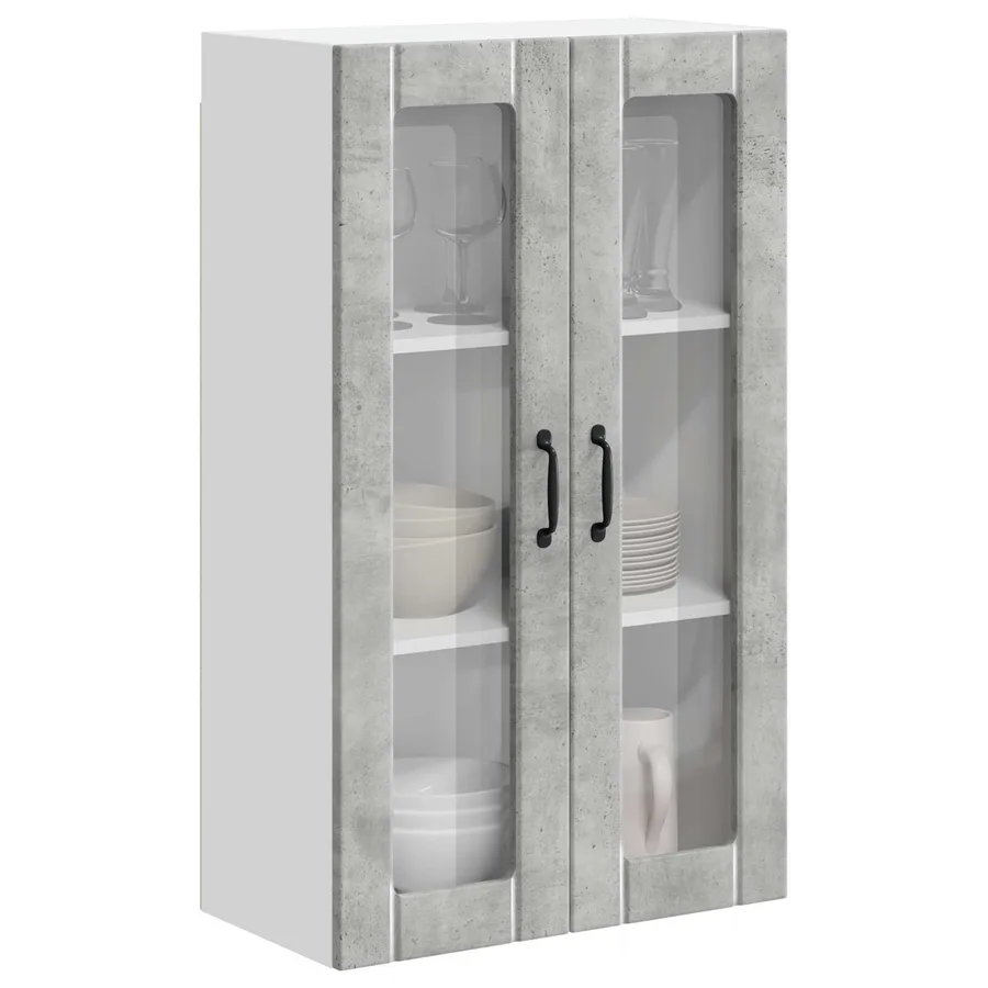 Cabinet en verre mural LUCCA Gris béton 60 x 31 x 100 cm - 3