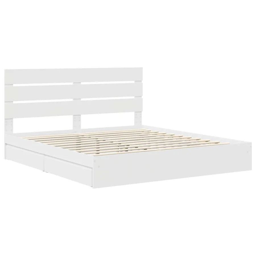 Lit de Rangement Blanc 180 x 200 cm Bois d'ingénierie - 4