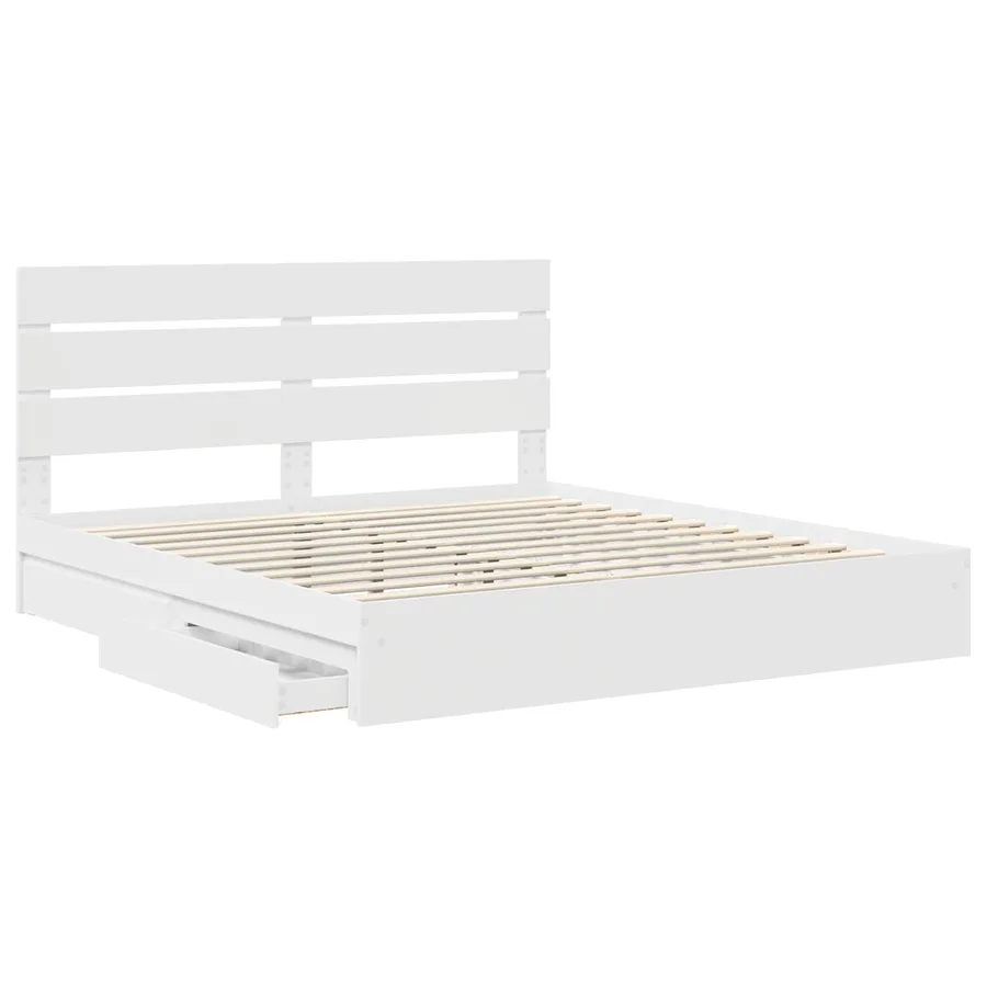 Lit de Rangement Blanc 180 x 200 cm Bois d'ingénierie - 5