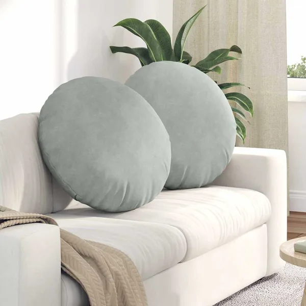 Coussins de siège 2 pcs Gris clair Ø60 x 21 cm Velours