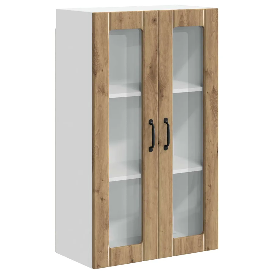 Cabinet en verre mural LUCCA Chêne artisanal 60 x 31 x 100 cm - 2