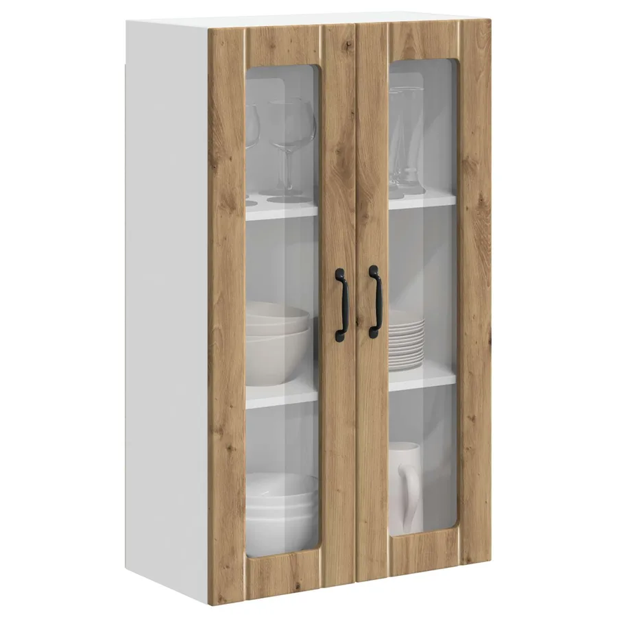 Cabinet en verre mural LUCCA Chêne artisanal 60 x 31 x 100 cm - 3