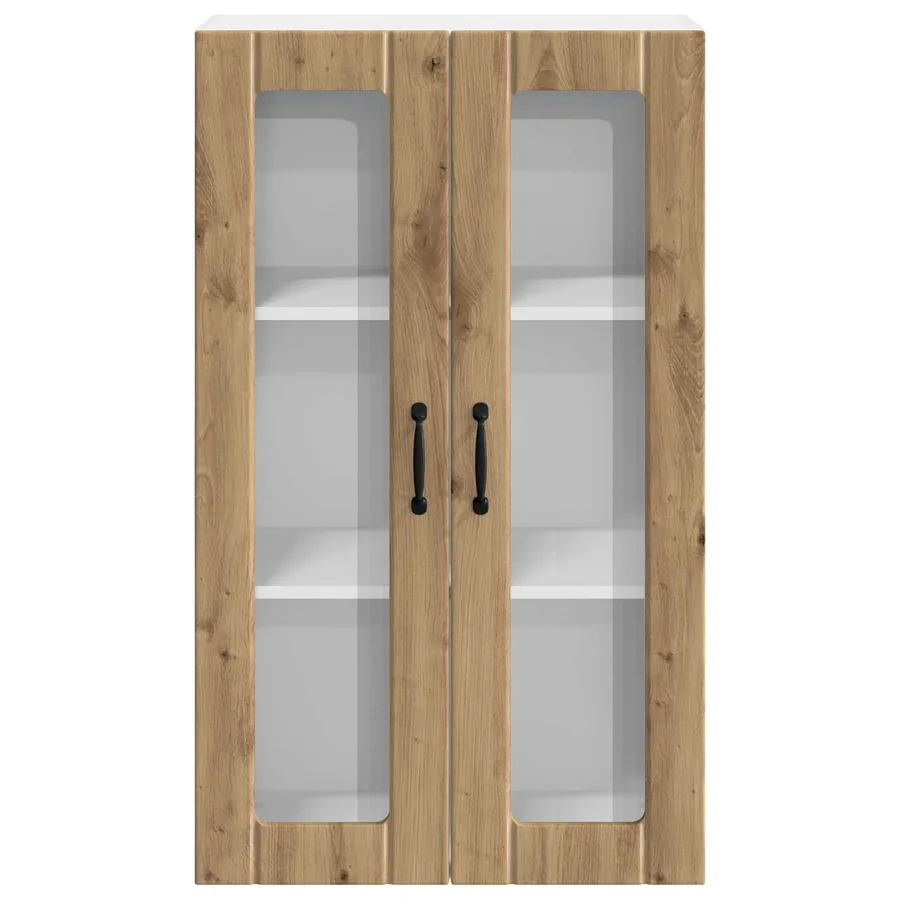 Cabinet en verre mural LUCCA Chêne artisanal 60 x 31 x 100 cm - 6