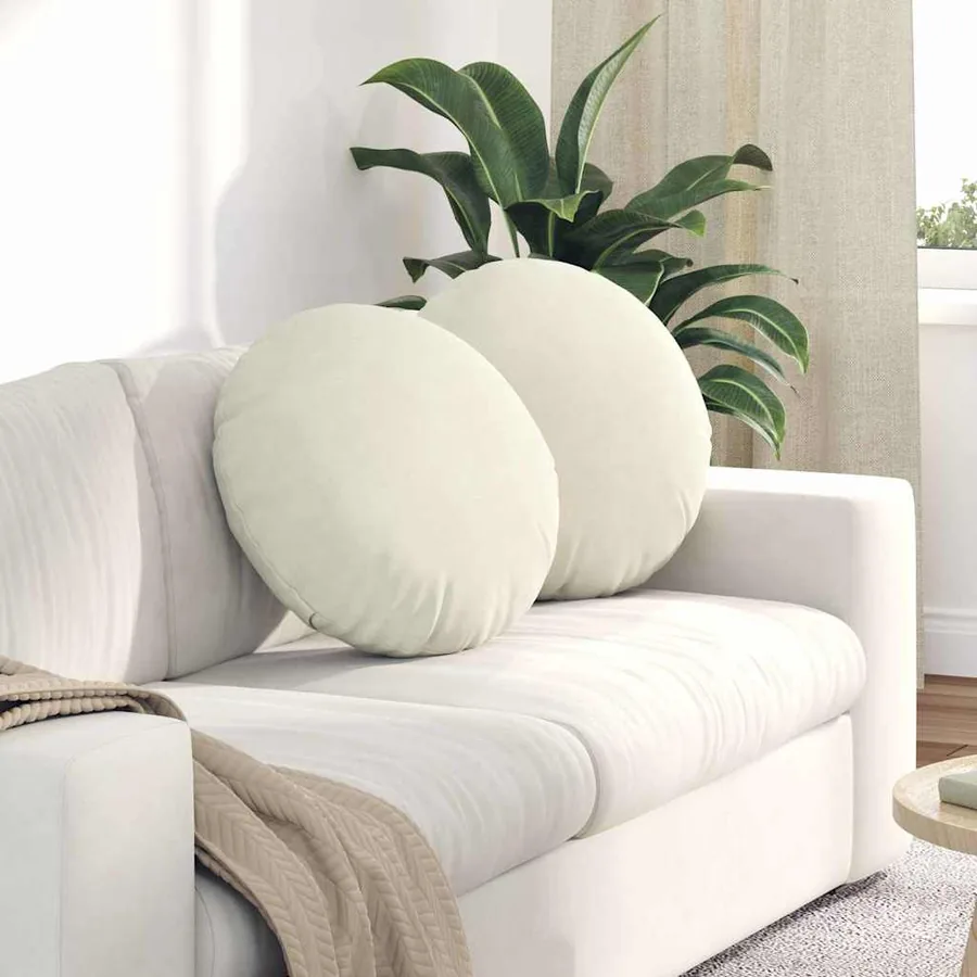 Coussins de siège 2 pcs Crème Ø50 x 19 cm Velours