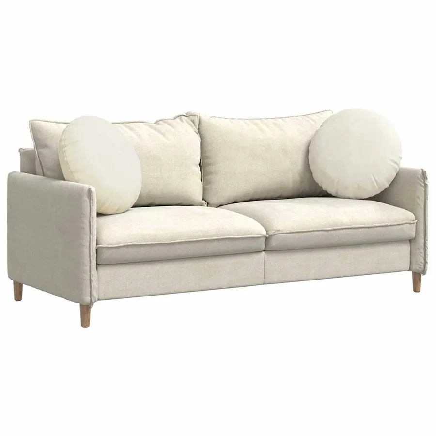 Coussins de siège 2 pcs Crème Ø50 x 19 cm Velours - 3