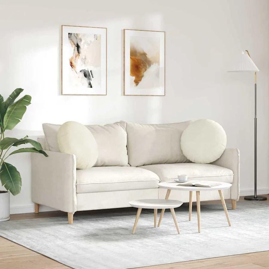 Coussins de siège 2 pcs Crème Ø50 x 19 cm Velours - 4