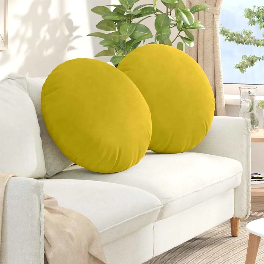 Coussins de siège 2 pcs Jaune Ø60 x 21 cm Velours