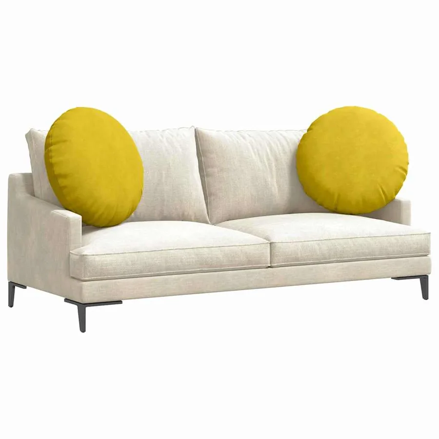 Coussins de siège 2 pcs Jaune Ø60 x 21 cm Velours - 3