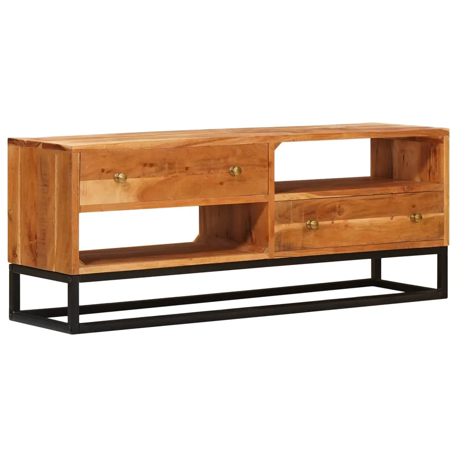 Meuble TV Naturel 110 x 30 x 44 cm Bois d'Acacia Massif