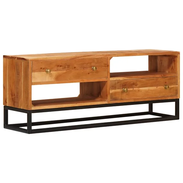 Meuble TV Naturel 110 x 30 x 44 cm Bois d'Acacia Massif