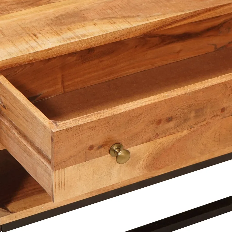 Meuble TV Naturel 110 x 30 x 44 cm Bois d'Acacia Massif - 10