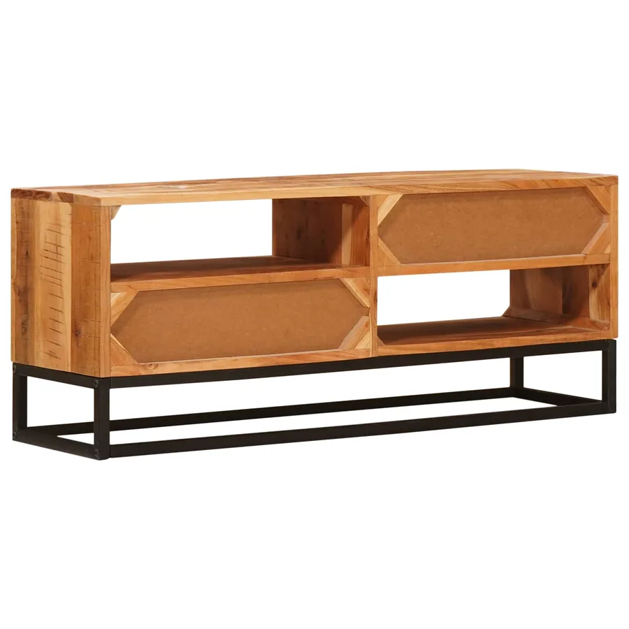 Meuble TV Naturel 110 x 30 x 44 cm Bois d'Acacia Massif - 8