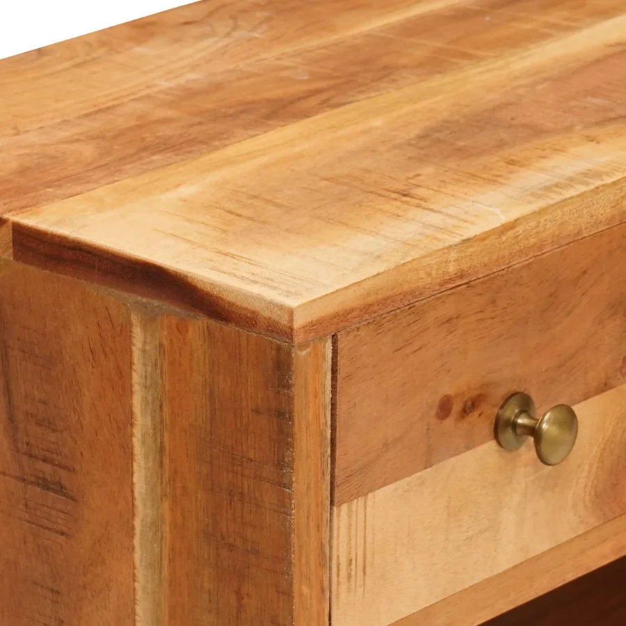 Meuble TV Naturel 110 x 30 x 44 cm Bois d'Acacia Massif - 9