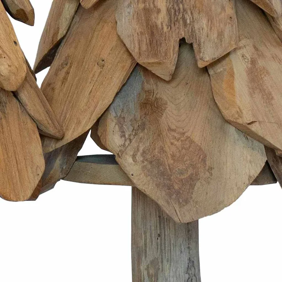 Sapin de Noël avec support 3 pcs Marron Bois de teck solide - 10