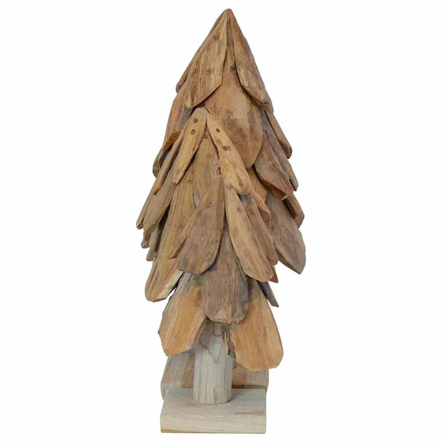 Sapin de Noël avec support 3 pcs Marron Bois de teck solide - 6