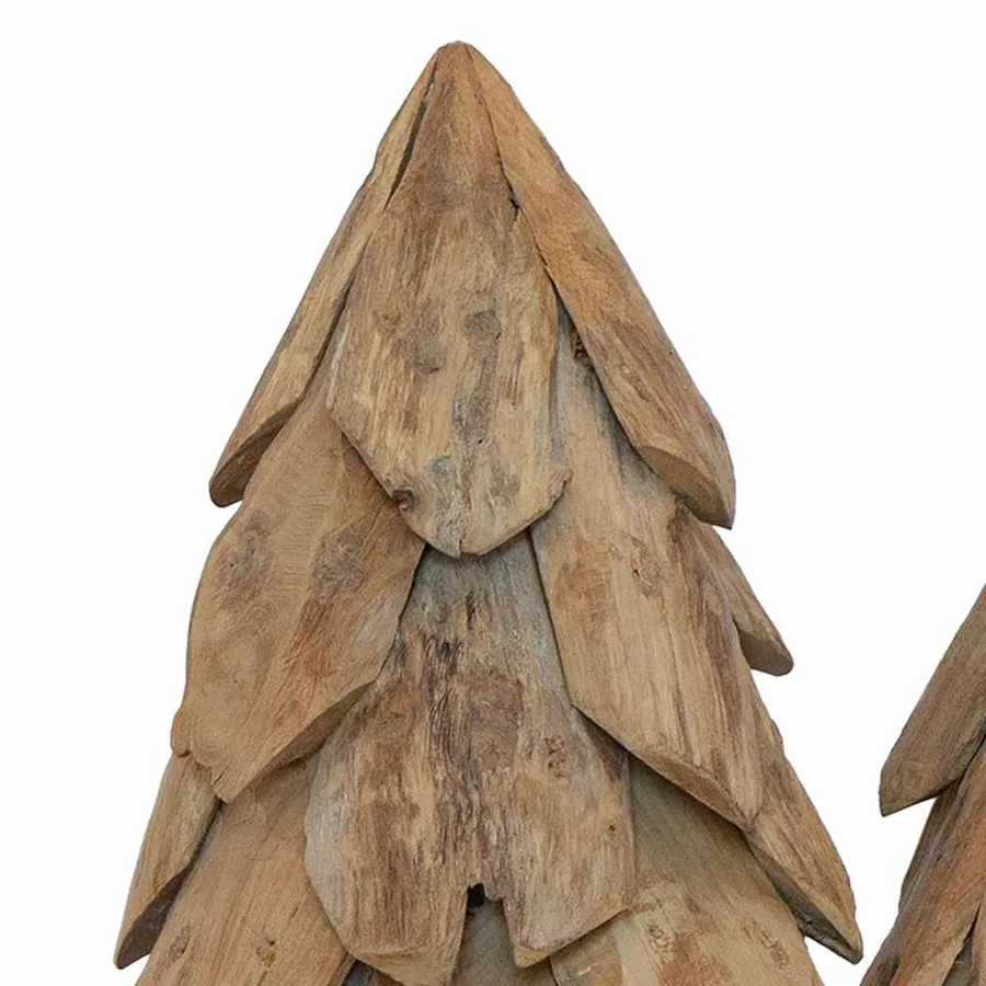Sapin de Noël avec support 3 pcs Marron Bois de teck solide - 7