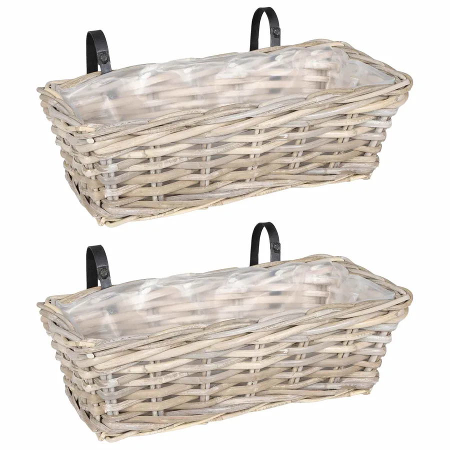 Panier à jardinière suspendu 2 pc Gris naturel 48 x 22 x 15 cm - 2