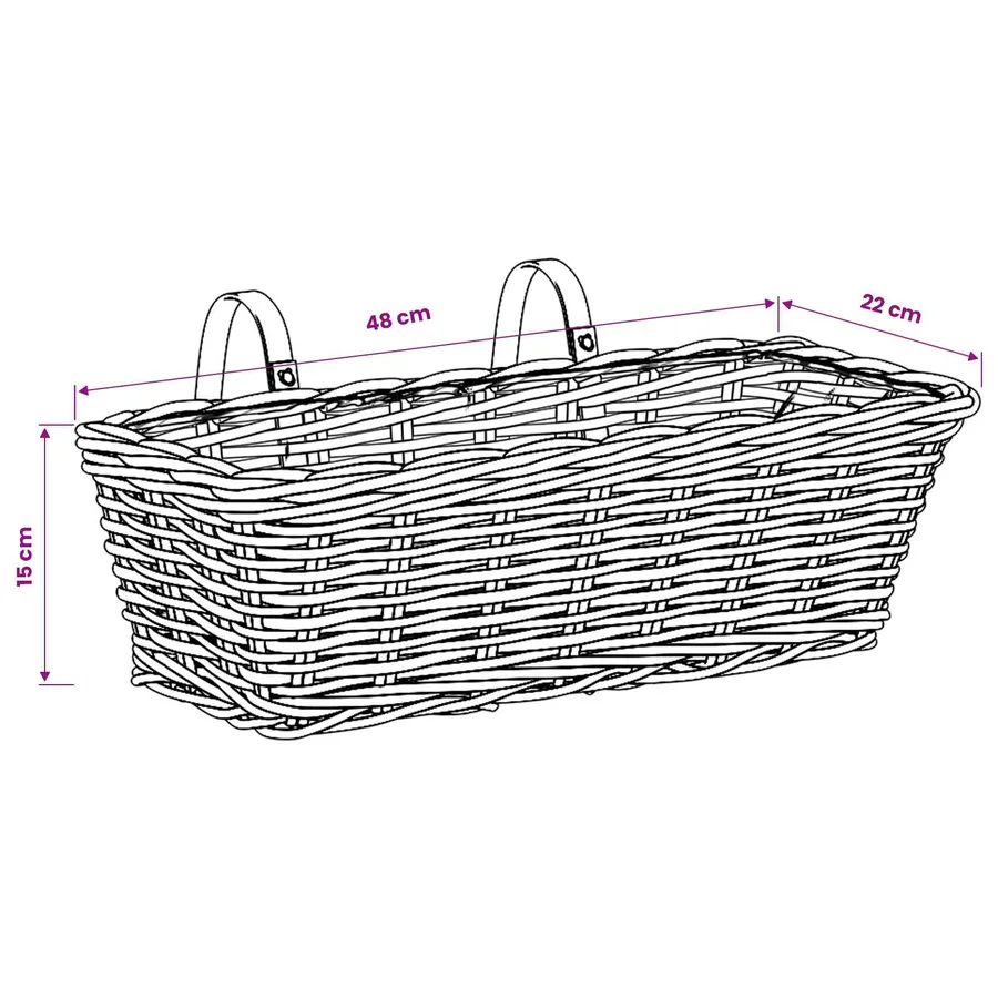 Panier à jardinière suspendu 2 pc Gris naturel 48 x 22 x 15 cm - 8