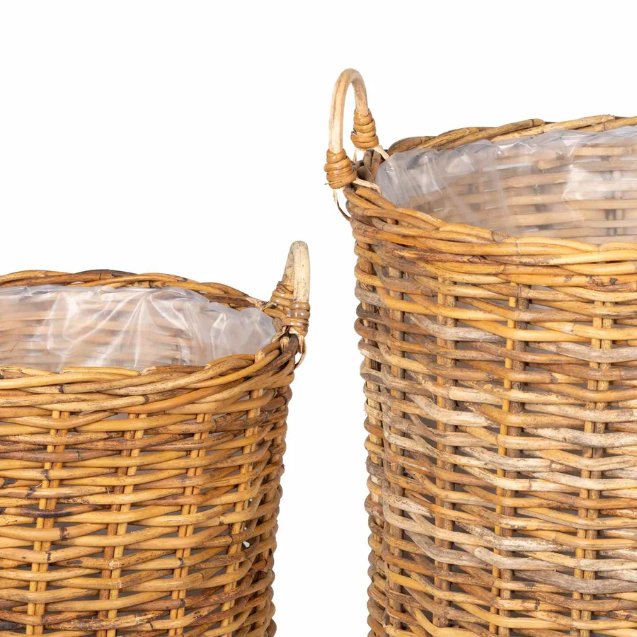Panier à Plantes avec stockage 2 pc Brun Naturel Rattan Kubu - 7