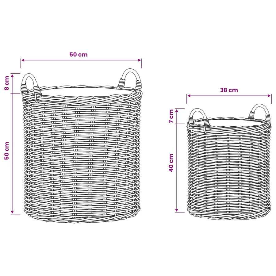 Panier à Plantes avec stockage 2 pc Brun Naturel Rattan Kubu - 9