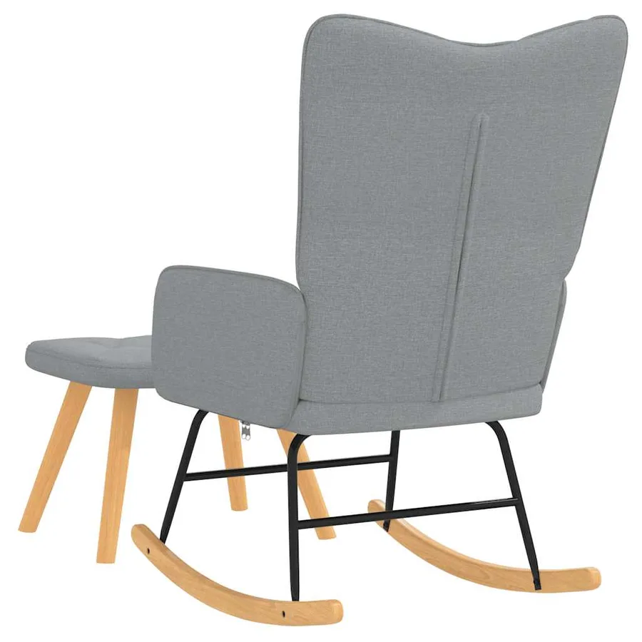 Chaise à bascule avec tabouret Gris clair Tissu - 5