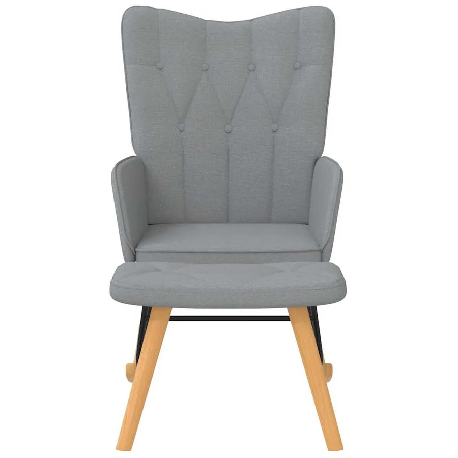 Chaise à bascule avec tabouret Gris clair Tissu - 6