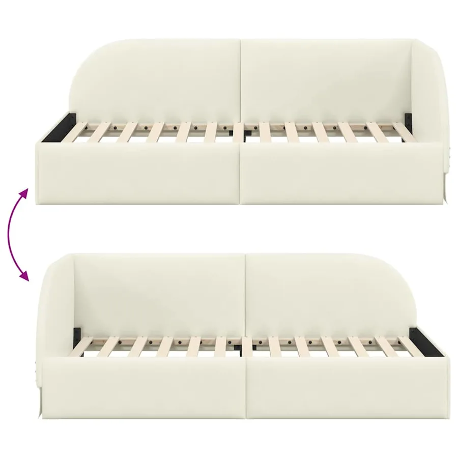 Cadre de lit d'angle Crème 100 cm x 200 cm Velours - 9