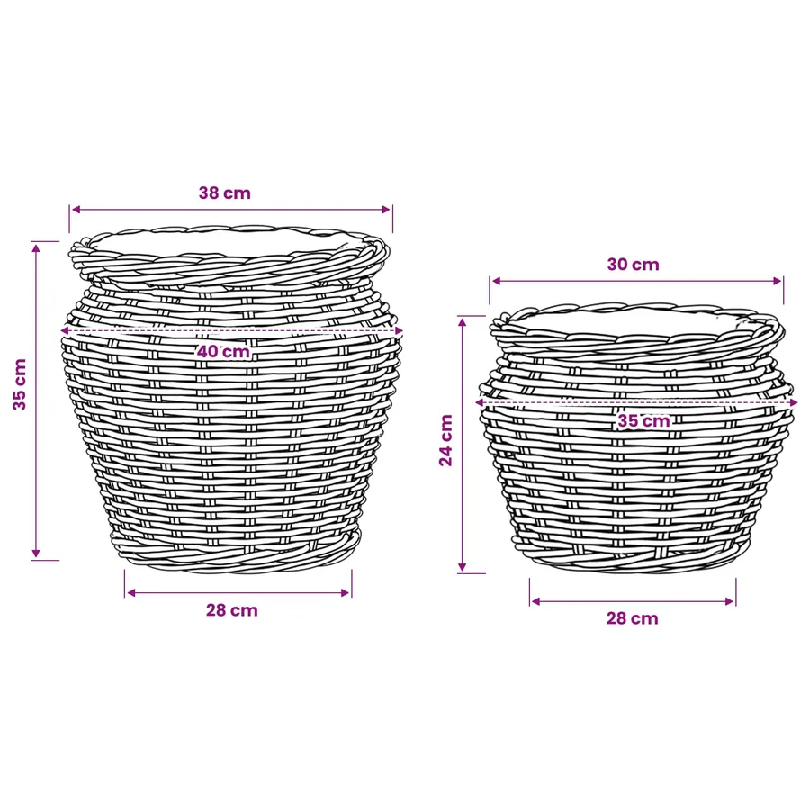 Panier de Plante avec stockage 2 pc Gris naturel Rattan Kubu - 9