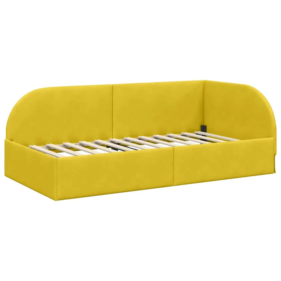 Cadre de lit d'angle avec matelas 2 pcs Jaune Velours - 6