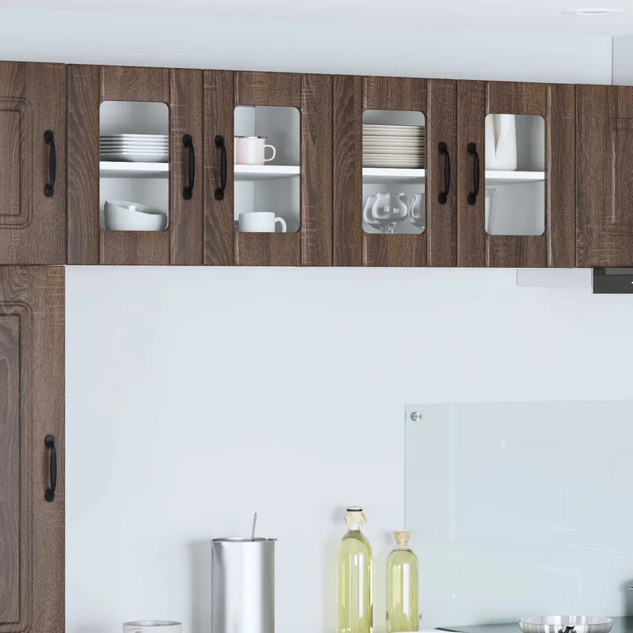 Cabinet en verre mural LUCCA 2 pcs Chêne brun 60 x 31 x 40 cm