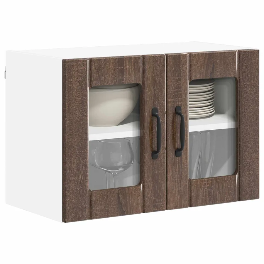 Cabinet en verre mural LUCCA 2 pcs Chêne brun 60 x 31 x 40 cm - 3