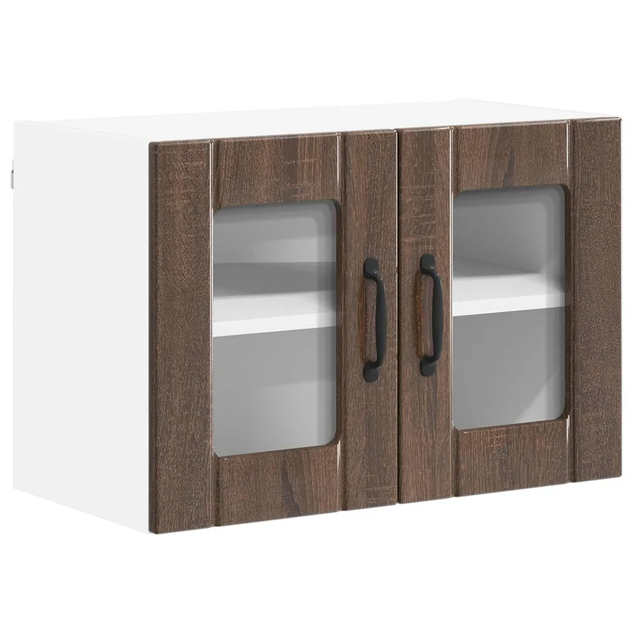Cabinet en verre mural LUCCA 2 pcs Chêne brun 60 x 31 x 40 cm - 5
