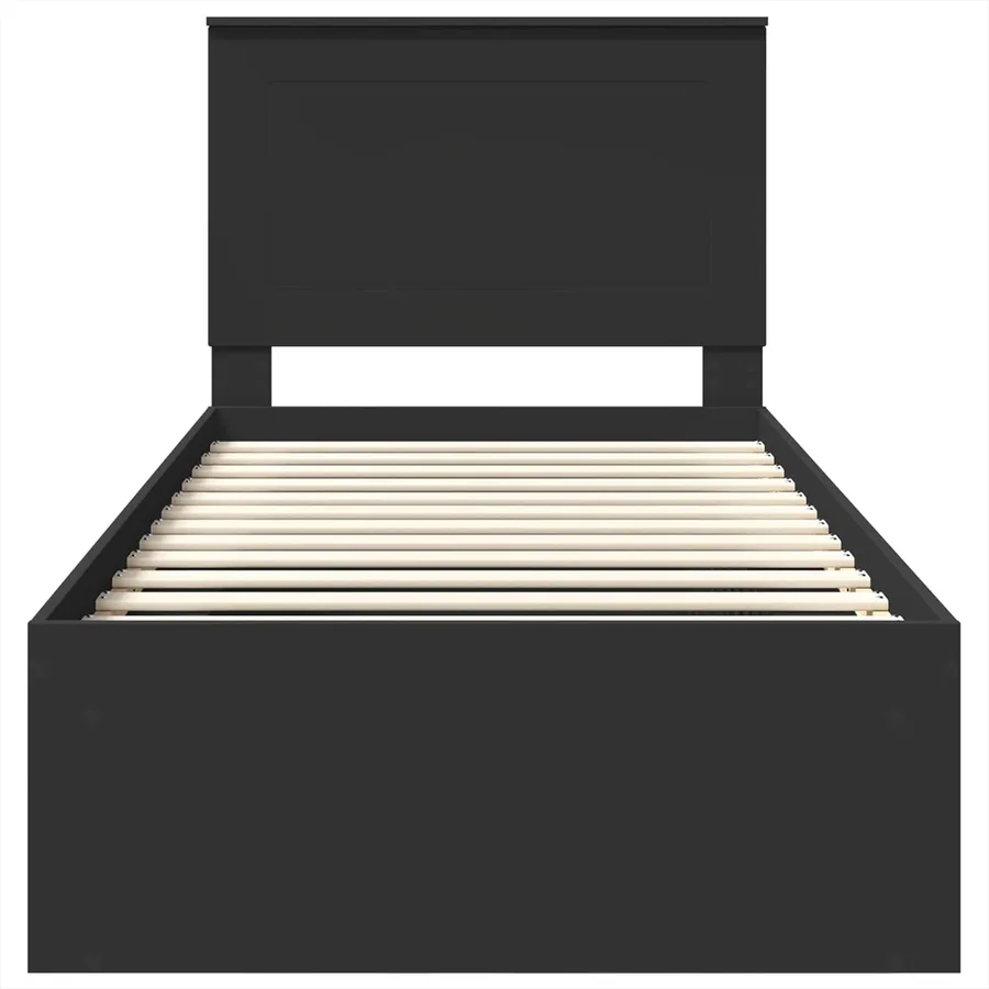 Cadre de lit Noir 100 x 200 cm Bois de pin massif - 7