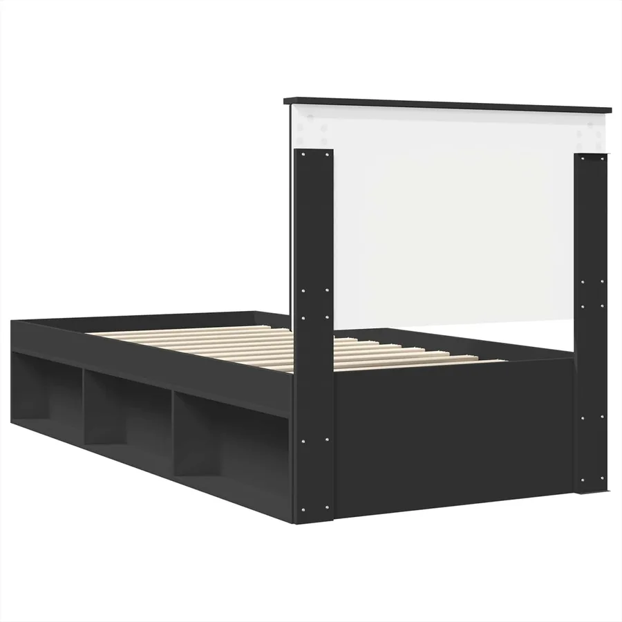 Cadre de lit Noir 100 x 200 cm Bois de pin massif - 9