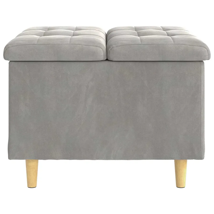 Pouf de rangement Gris clair 60 x 60 x 45 cm Velours - 5