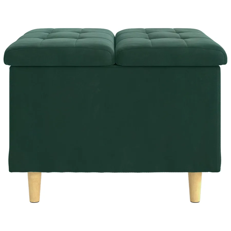Pouf de rangement Vert foncé 60 x 60 x 45 cm Velours - 5