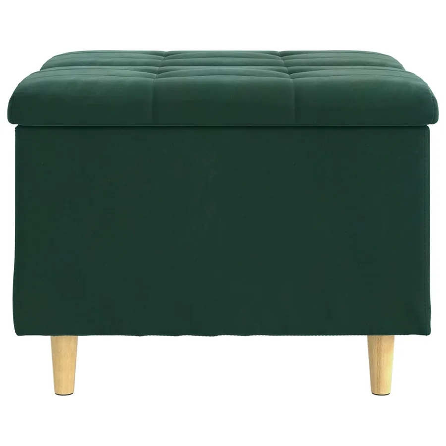 Pouf de rangement Vert foncé 60 x 60 x 45 cm Velours - 6