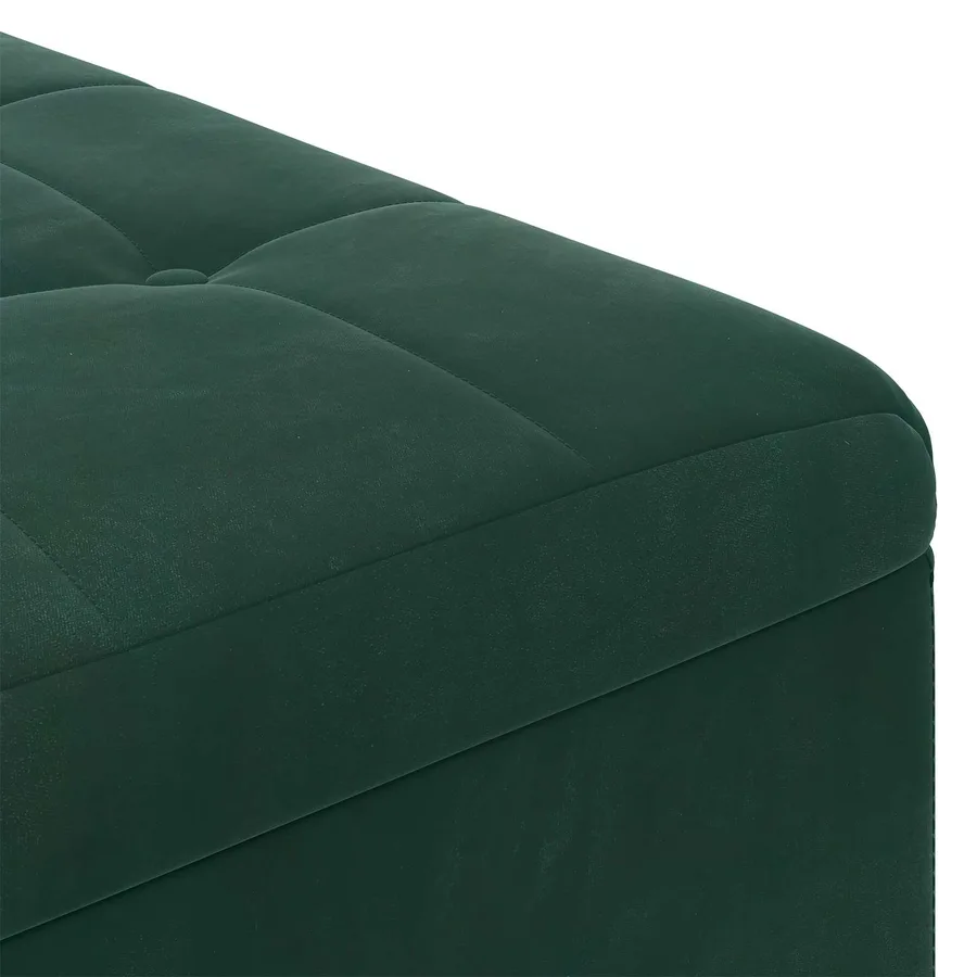 Pouf de rangement Vert foncé 60 x 60 x 45 cm Velours - 7