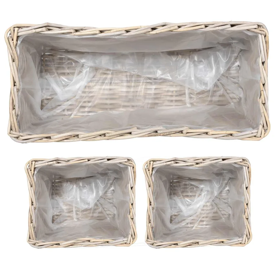 Panier de plantation 3 pc Gris naturel Rattan Kubu - 6
